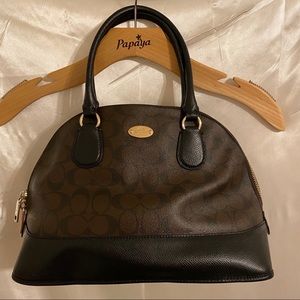 Coach Womens Domed Tote Handbag Brown Pebbled